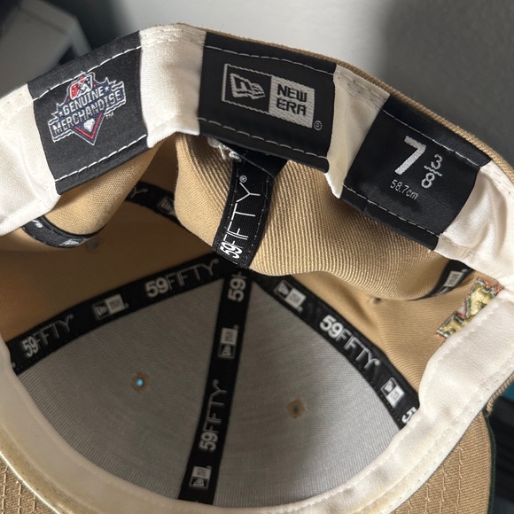 New Era New Orleans Zephyrs MiLab Tan Fitted Cap with Green Logo Size 7 3/8 - Picture 6 of 7